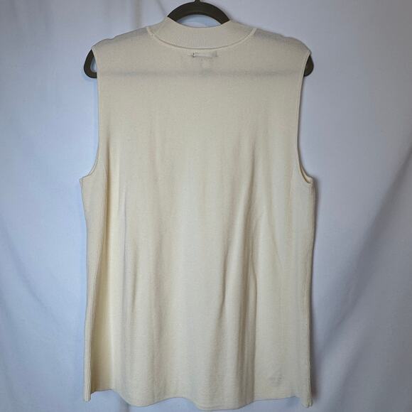 Alfani Sleeveless Ribbed Mock Turtleneck Sweater Cream Size XL - Picture 2 of 4